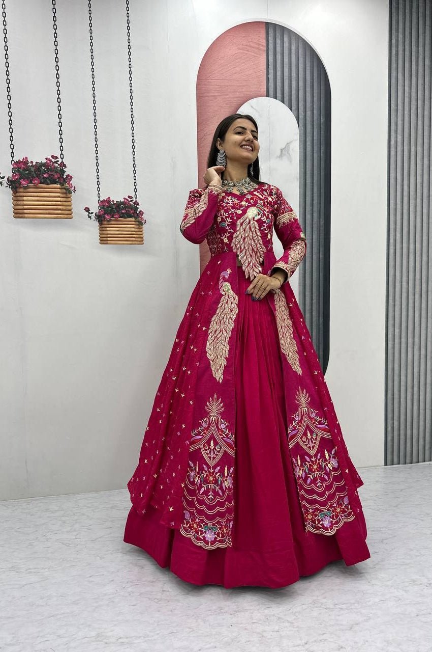 Crimson Color Crop Top Lehenga