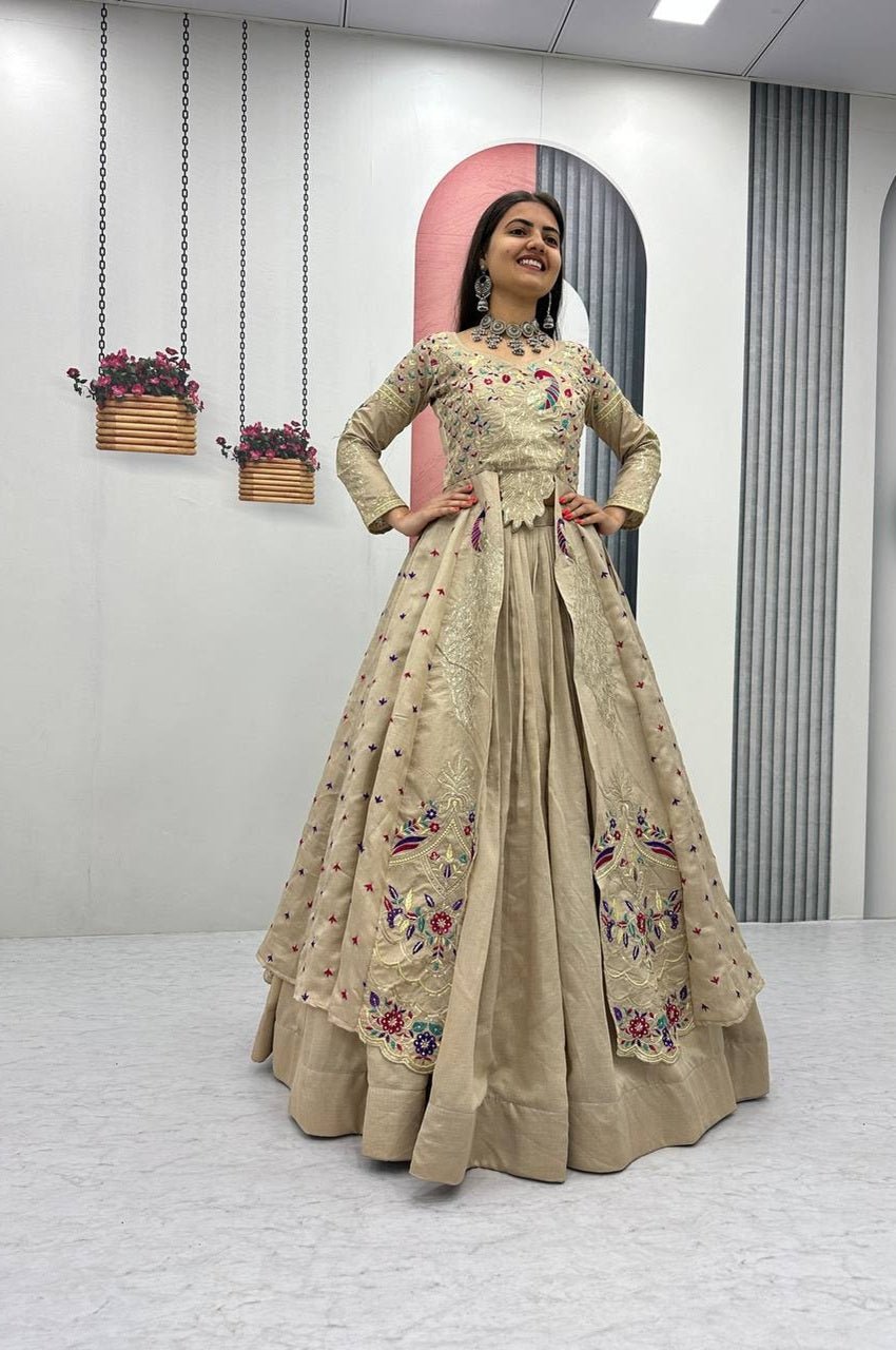 Cream Color Crop Top Lehenga