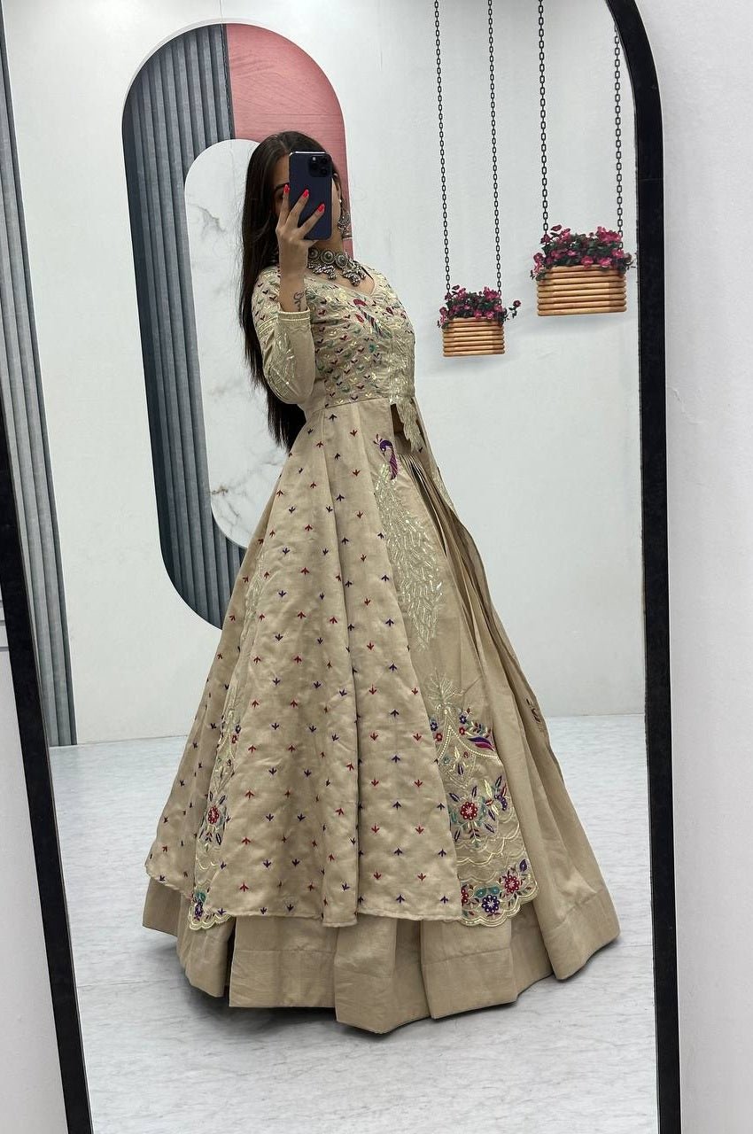 Cream Color Crop Top Lehenga