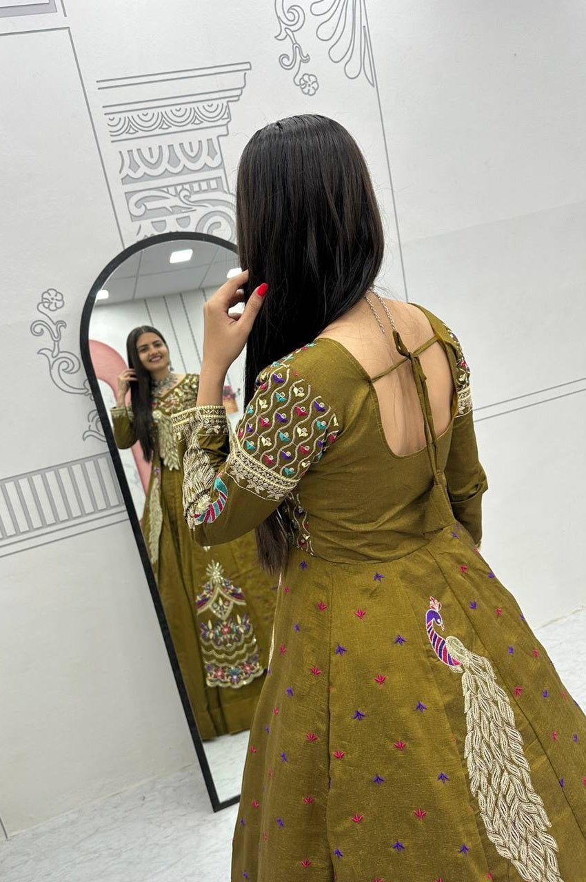 Mustard Green Crop Top Lehenga