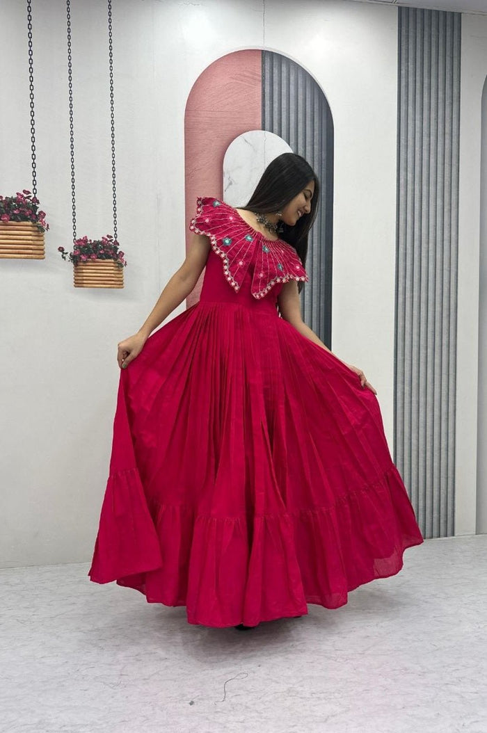 Premium Passion Color Roman Fabric Gown