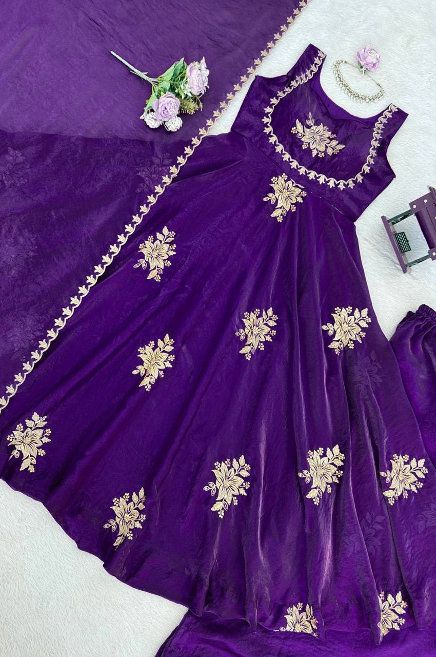 Purple Fendy Silk Suit Set