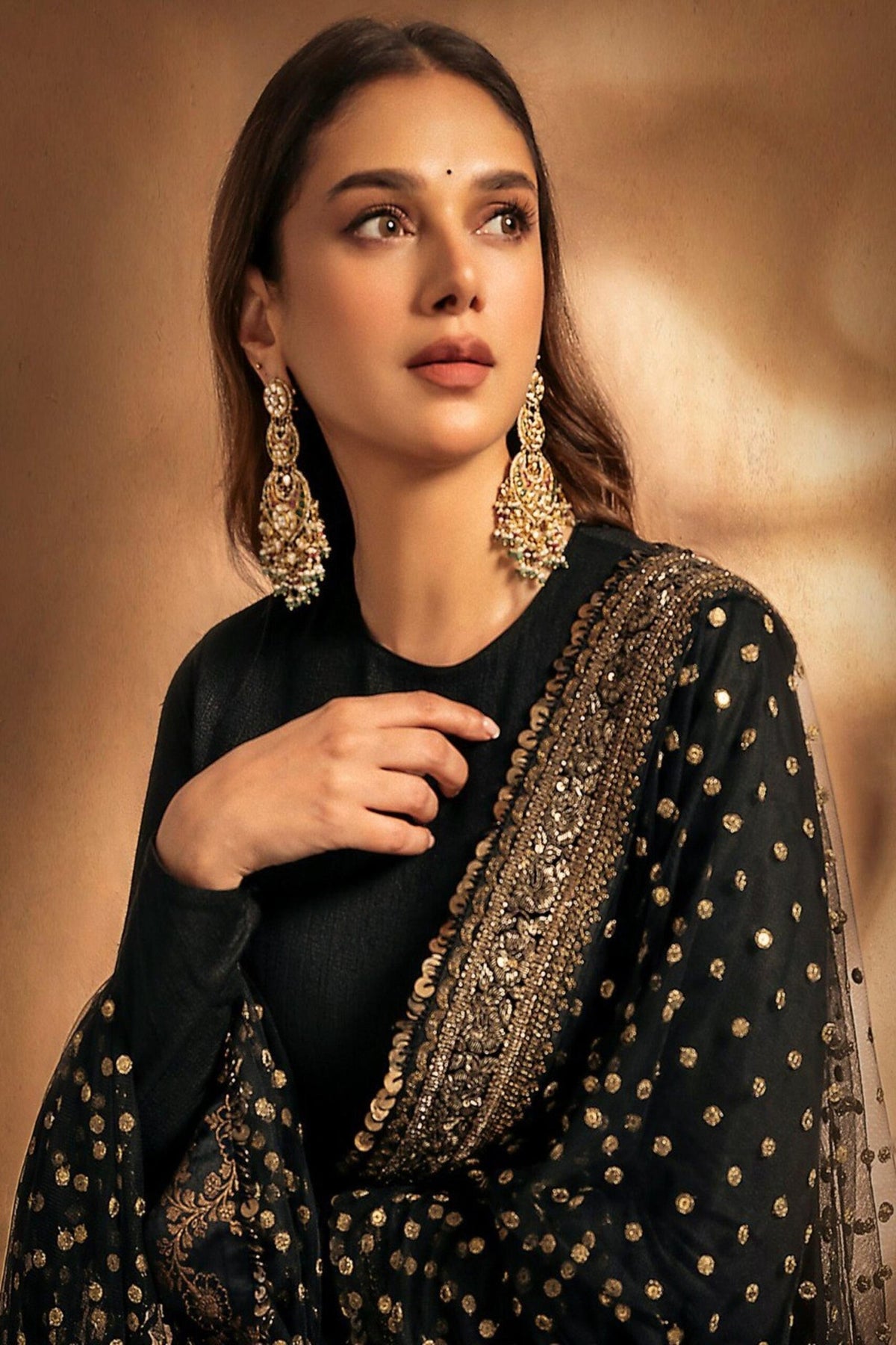 Black Rayon Embroidered Anarkali Suit Set