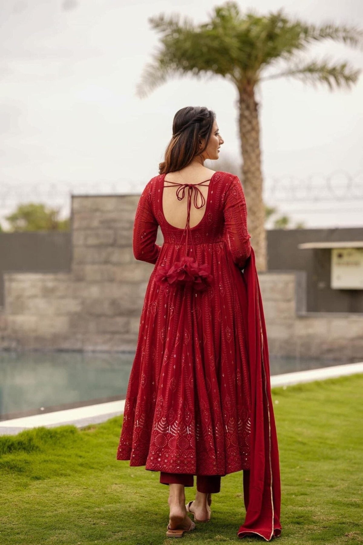 Maroon Anarkali Suit Set