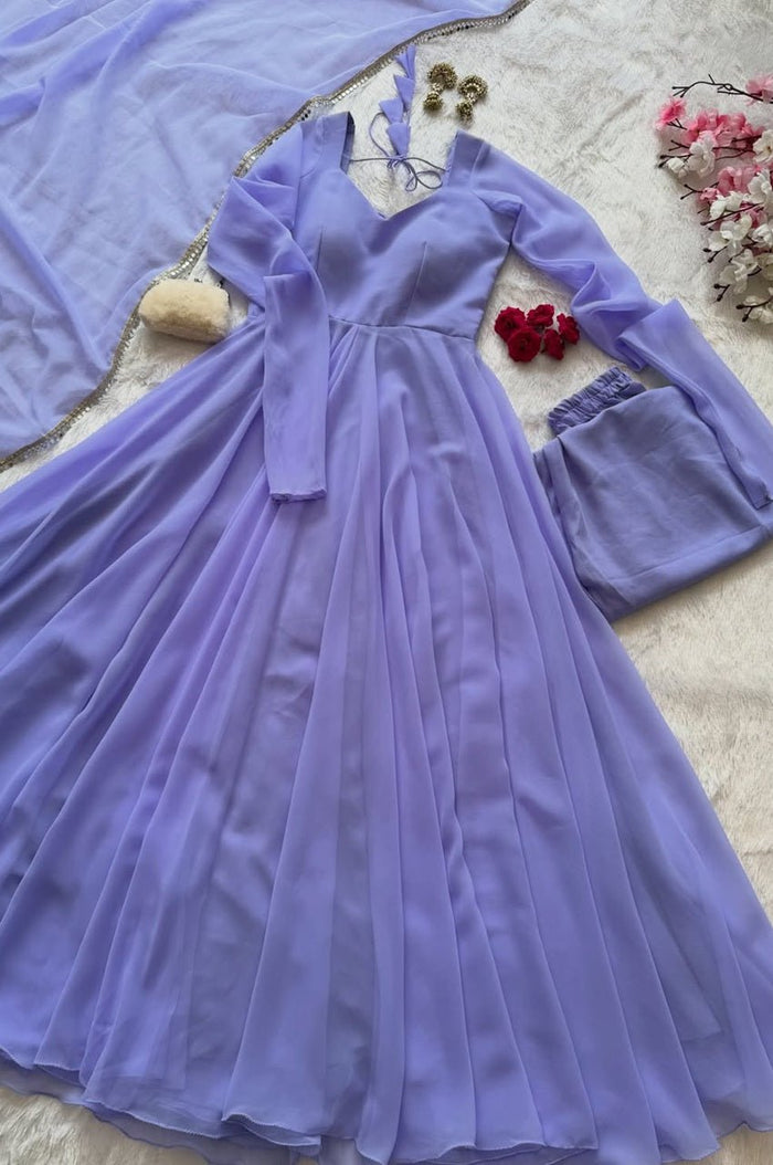 Misty Blue Georgette Anarkali Suit