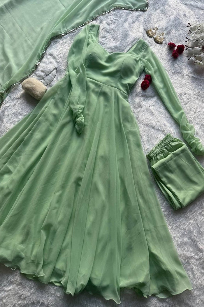 Misty Green Georgette Anarkali Suit