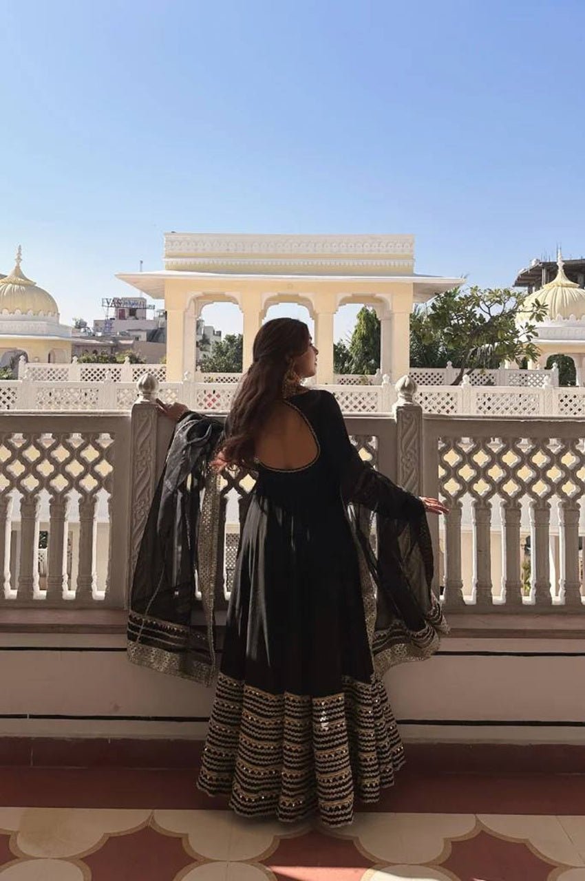 Black Noor Anarkali Gown Suit Set
