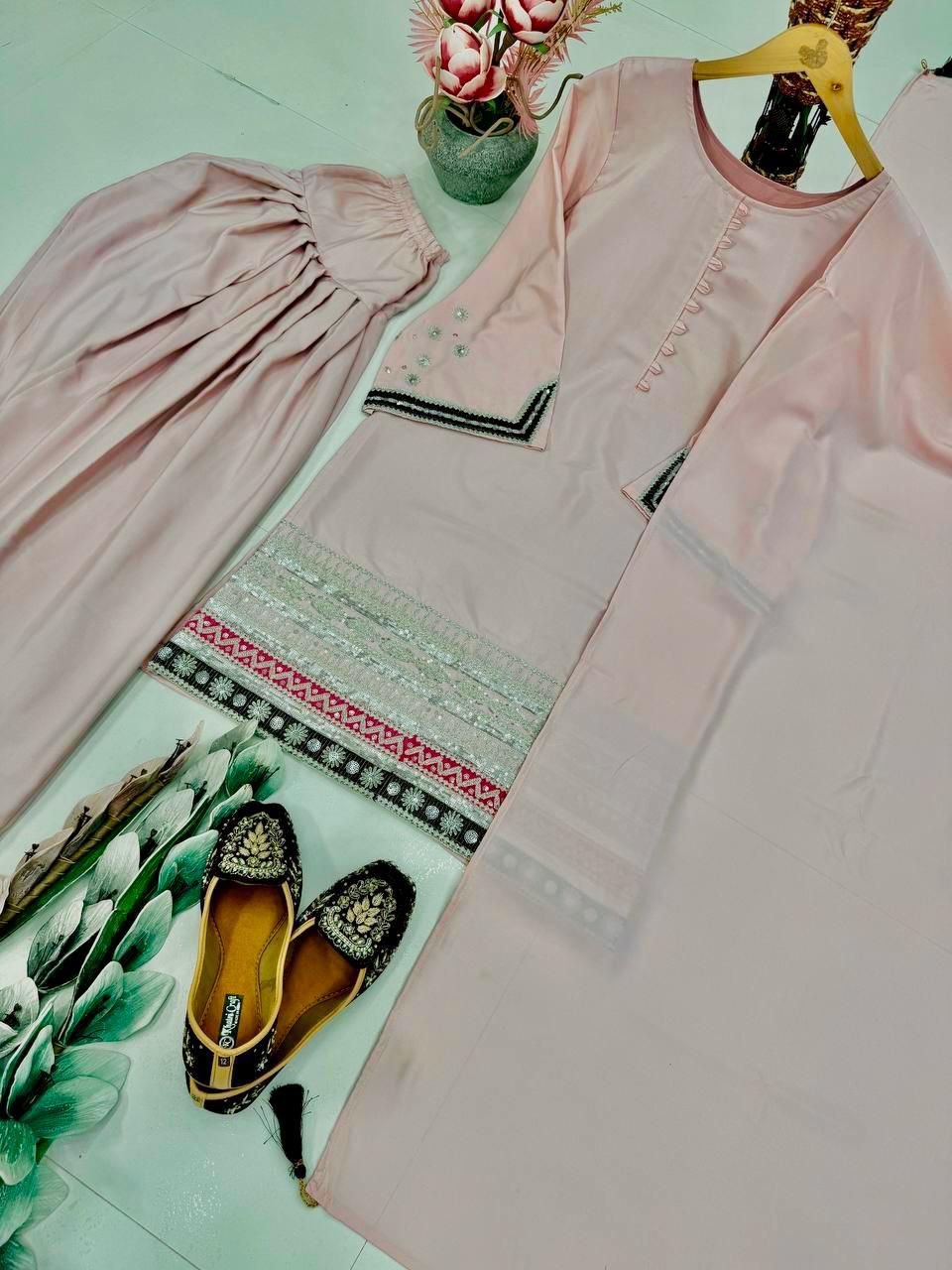 Embroidery Sequence Work Farsi Suit
