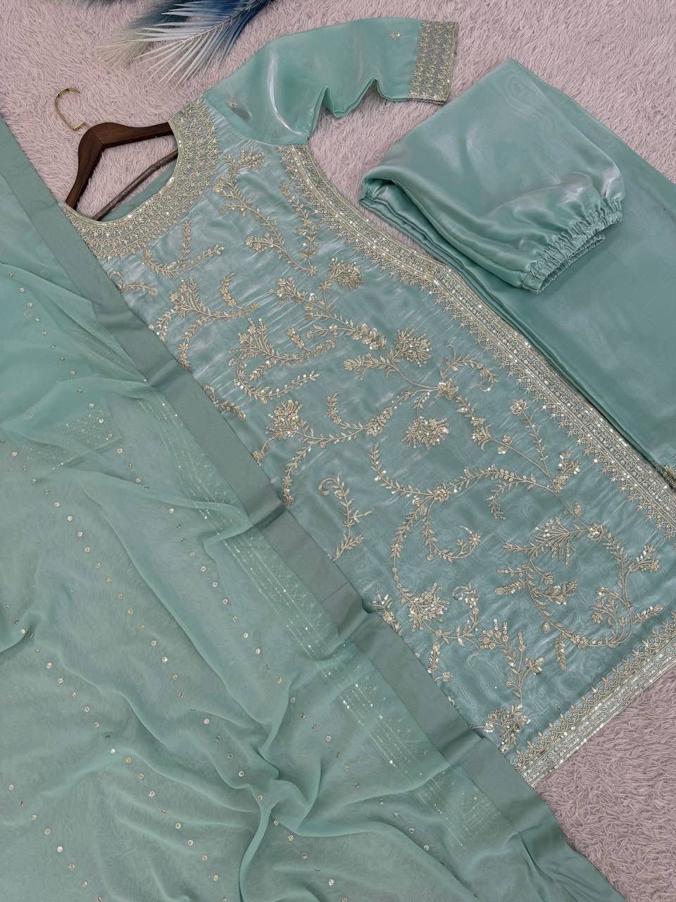 Pure silk straight suit