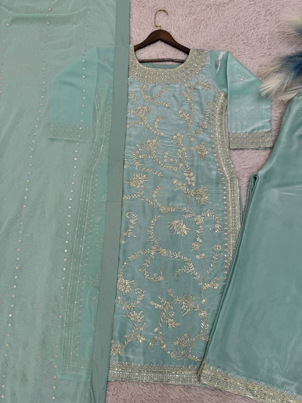 Pure silk straight suit