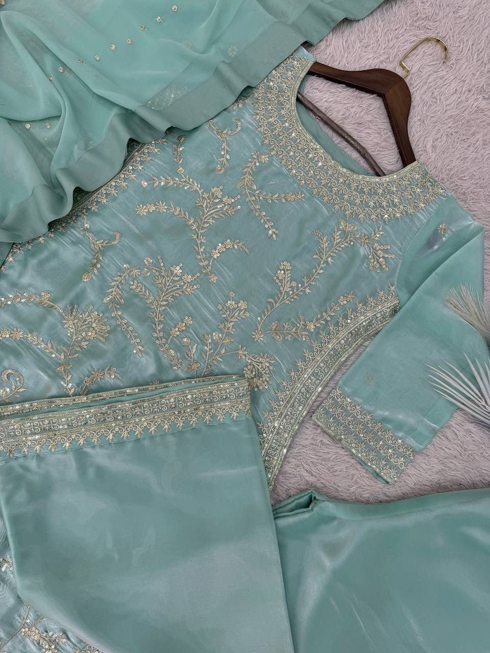 Pure silk straight suit