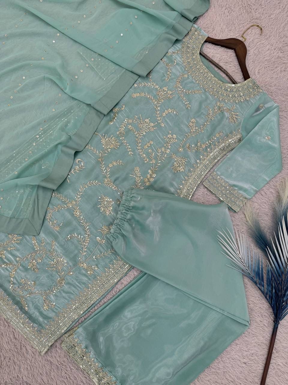 Pure silk straight suit