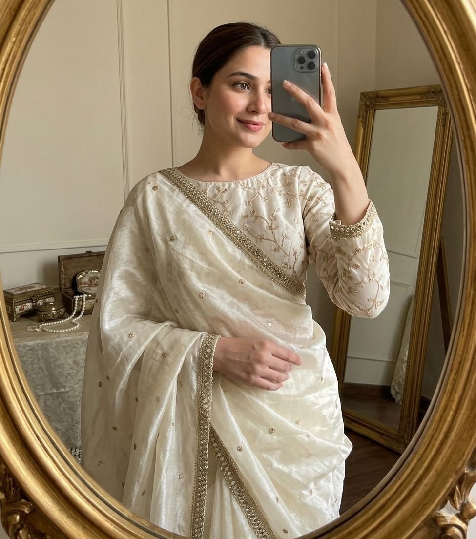 White Heavy Saree