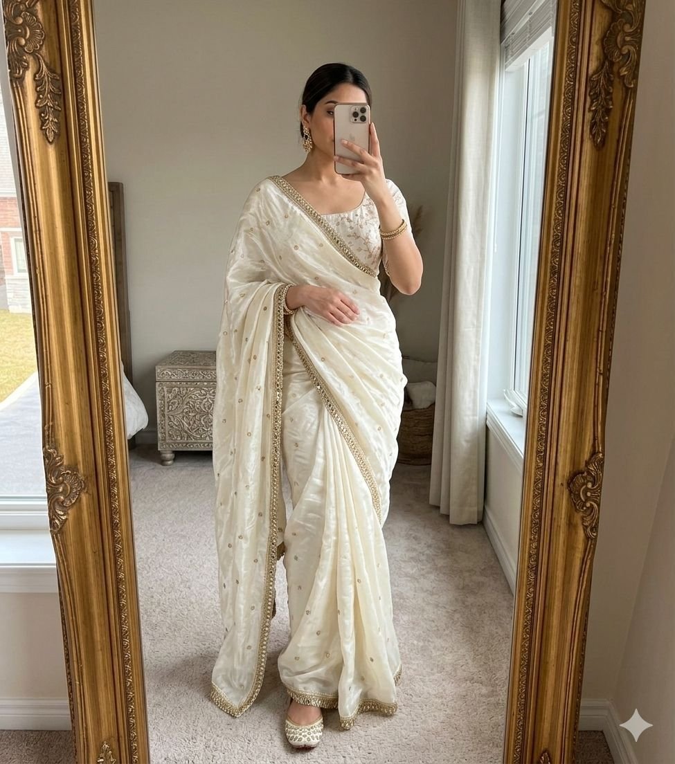 White Heavy Saree