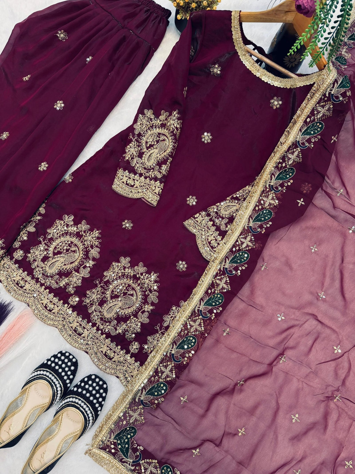Party Wear Look Top With Farshi Salwar