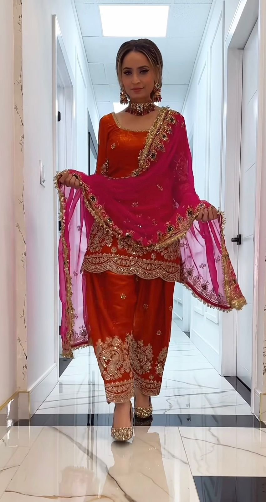 Party Wear Look Top With Farshi Salwar