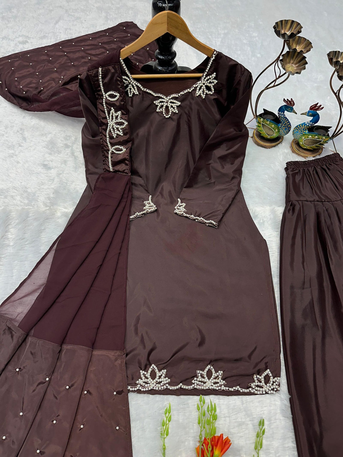 Embroidery Moti Work Farsi Suit