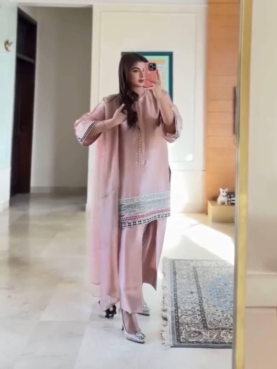 Embroidery Sequence Work Farsi Suit