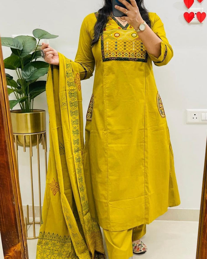 Embroidered Cotton Kurti Pant