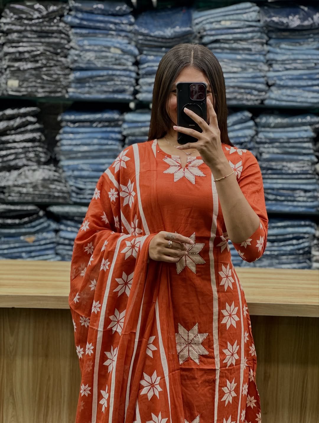 Beautiful Katha work on kurti