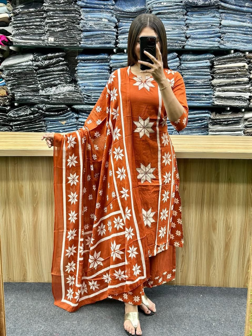 Beautiful Katha work on kurti