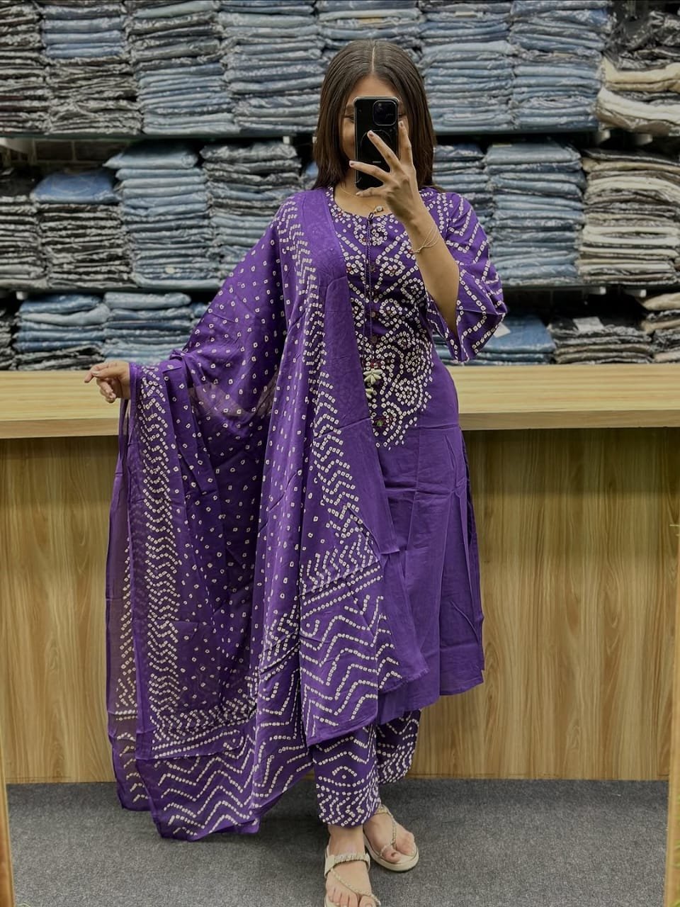 Straight Kurti With Adda Work Yoke with Latkan