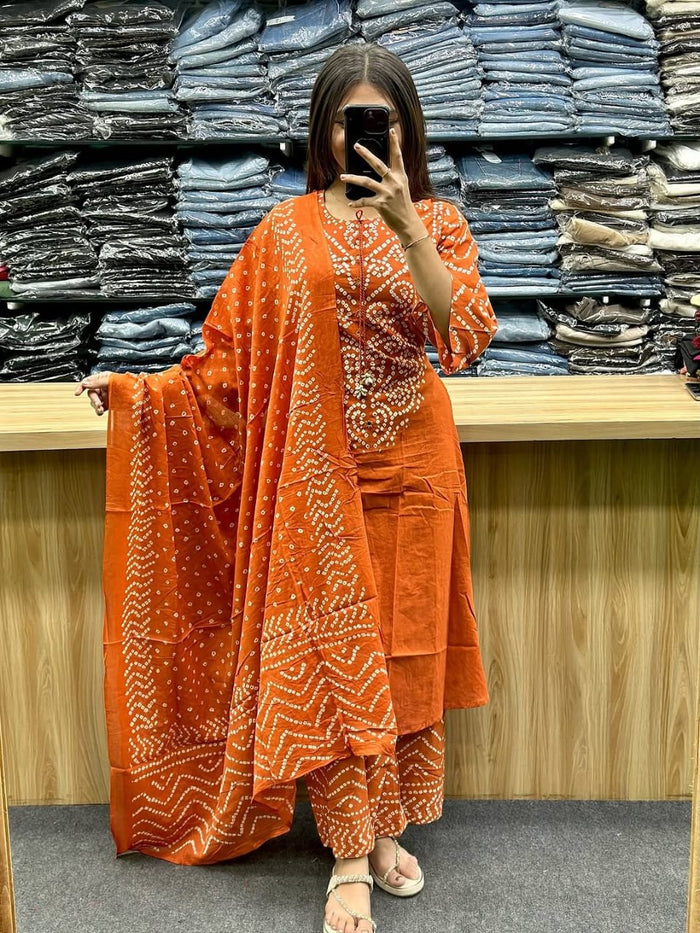 Straight Kurti With Adda Work Yoke with Latkan