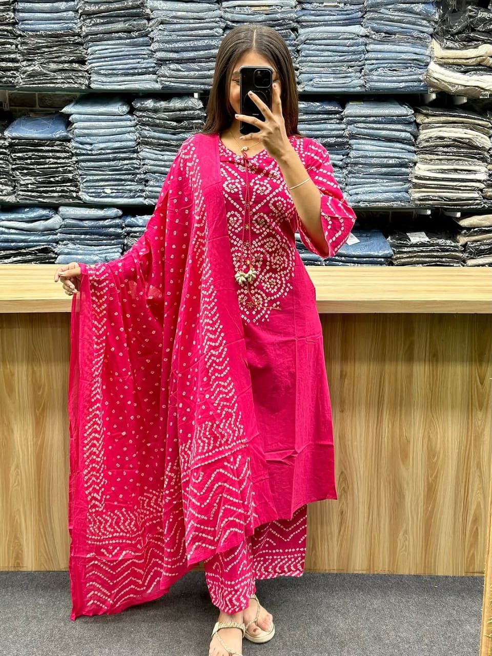 Straight Kurti With Adda Work Yoke with Latkan