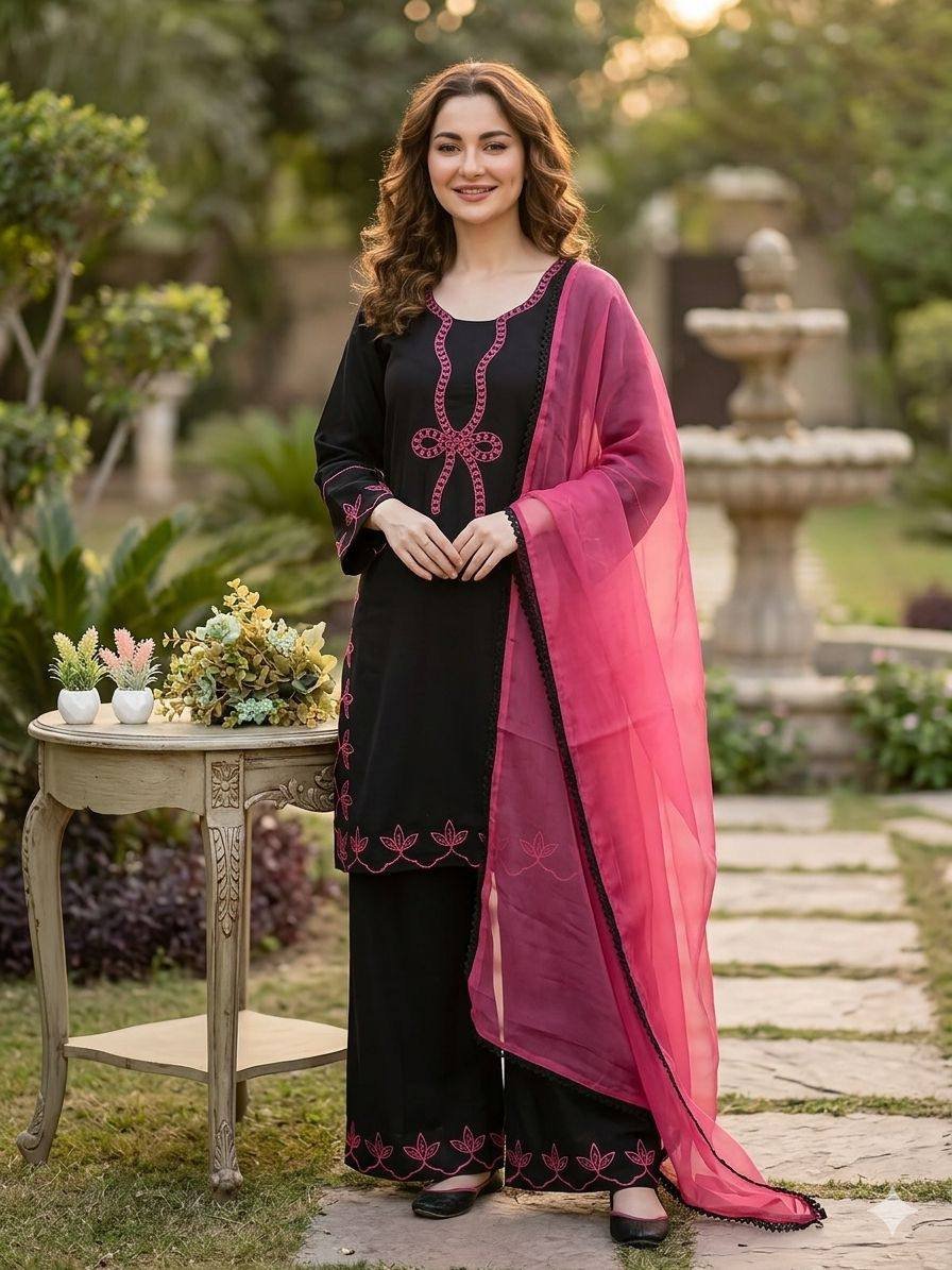 Pakistani Suit with Embroidered Worked