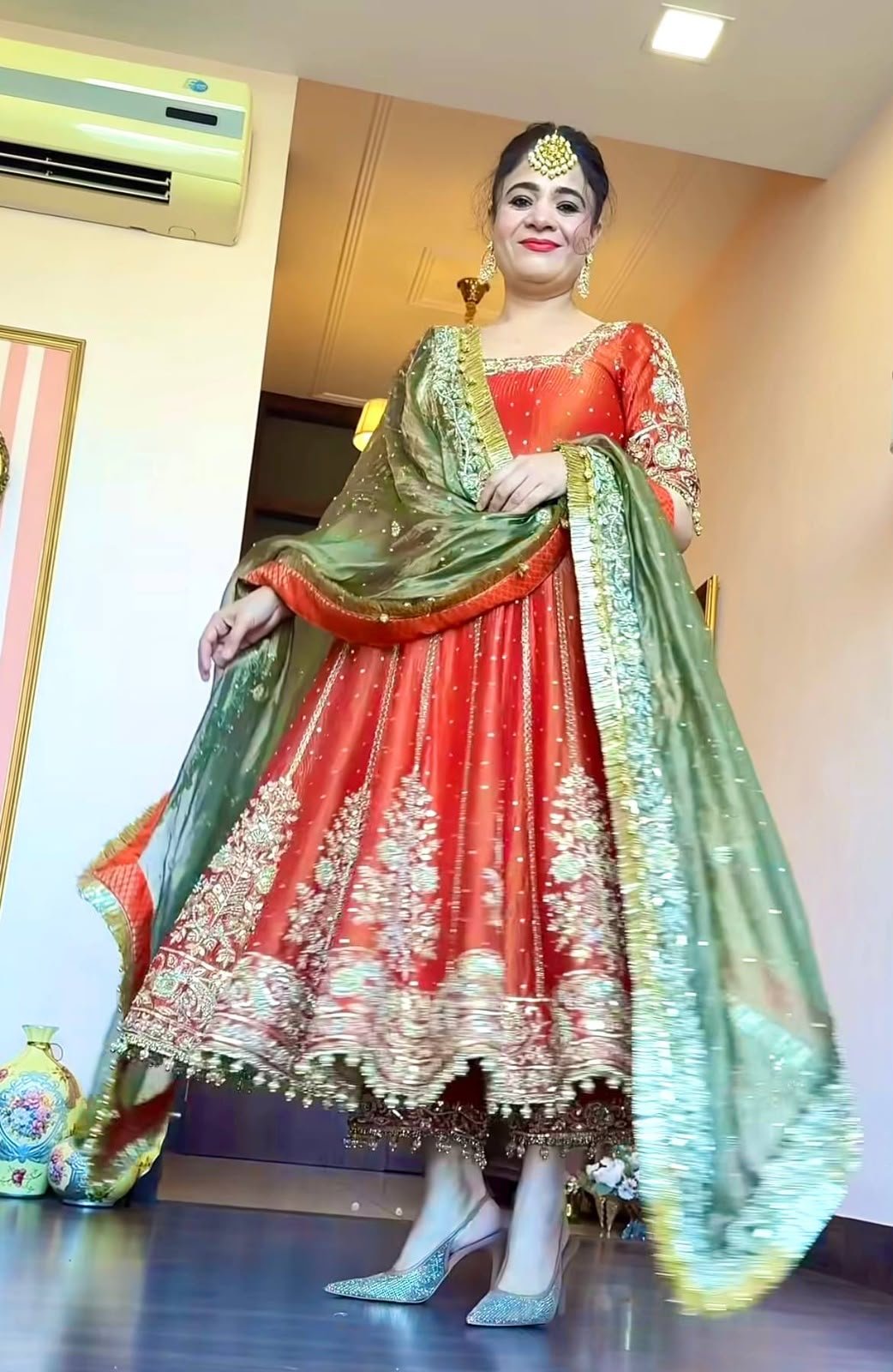 Premium NC-Moss Silk Gown with Dupatta
