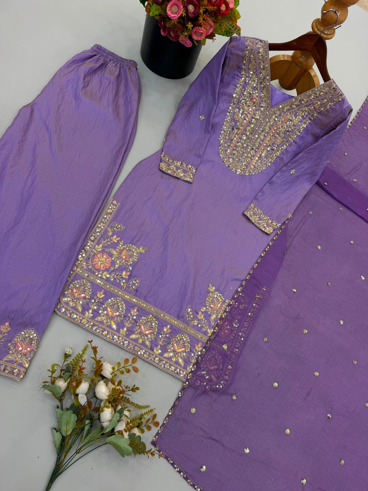 Designer Ronald Silk Heavy Embroidery Sequence Set