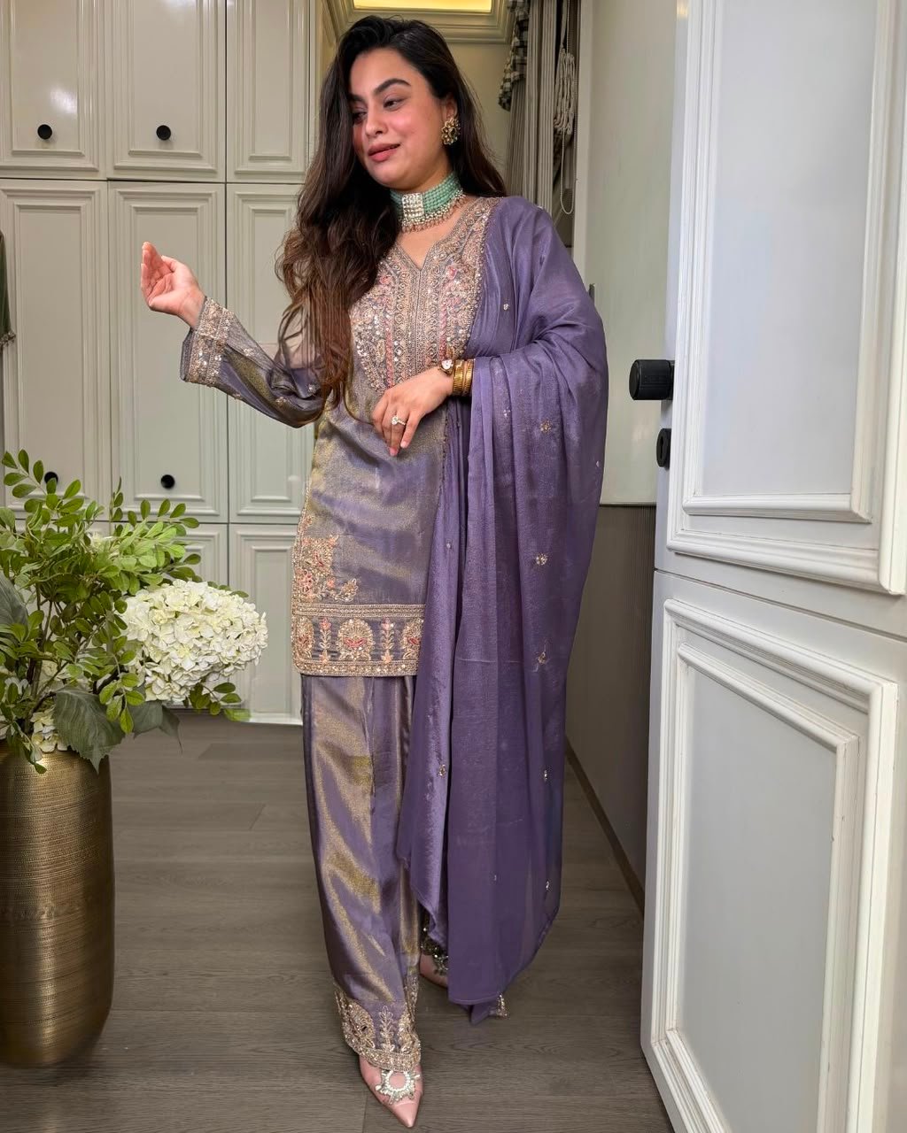 Designer Ronald Silk Heavy Embroidery Sequence Set