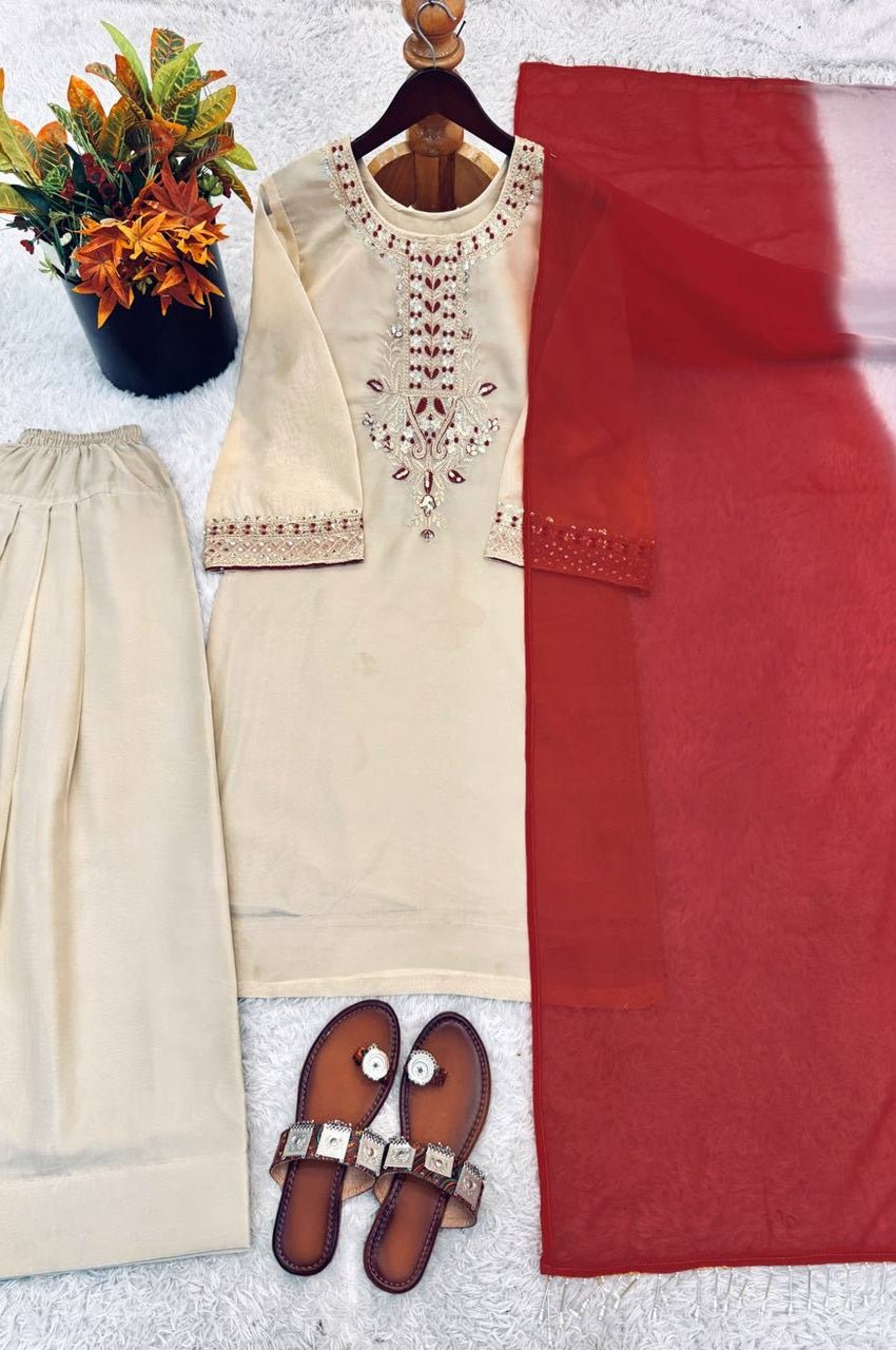 Ivory Organza Kurta with Patiala Salwar