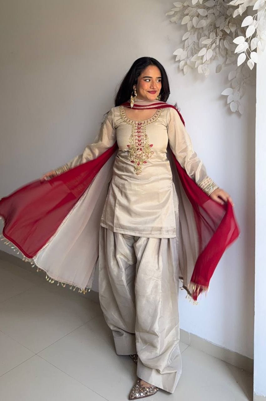 Ivory Organza Kurta with Patiala Salwar
