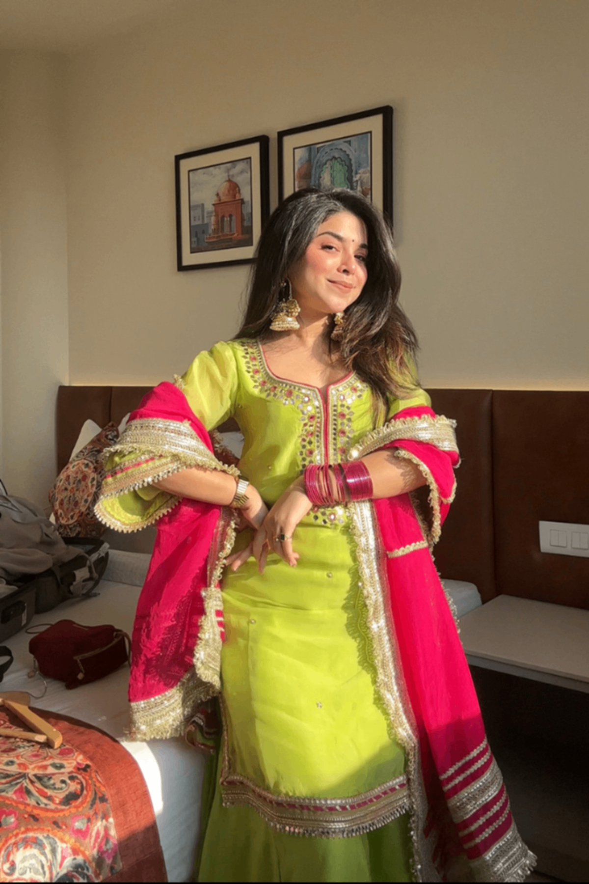 Neon Faux Blooming Sharara Set