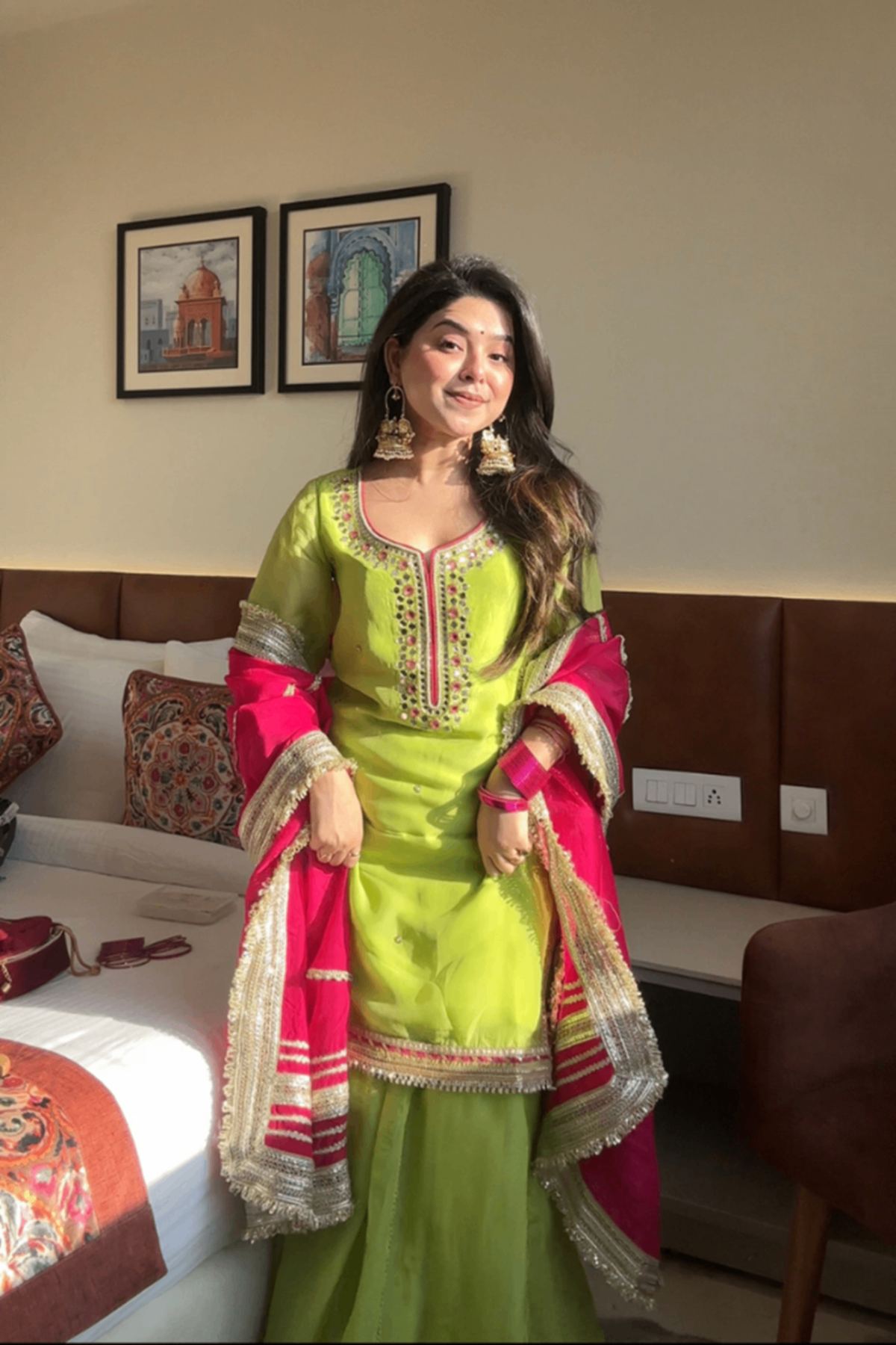 Neon Faux Blooming Sharara Set