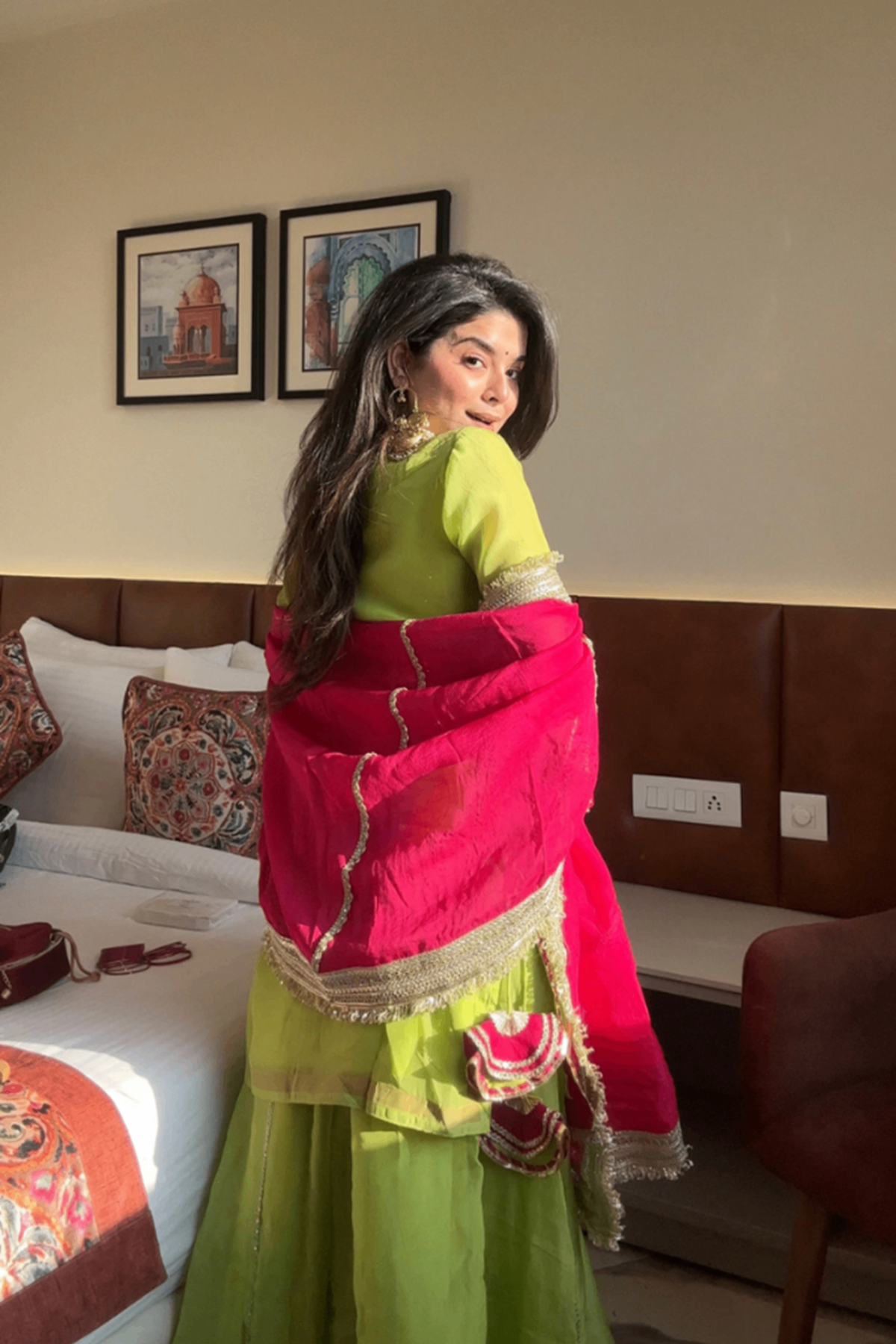 Neon Faux Blooming Sharara Set