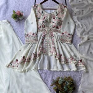 SEQUENCE EMBROIDERED TOP, PLAZZO AND DUPATTA