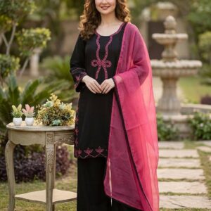 PAKISTANI SUIT WITH EMBROIDERED WORKED