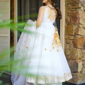 Light Ivory Soft Chiffon Kurta Set with Hand Gotta Work