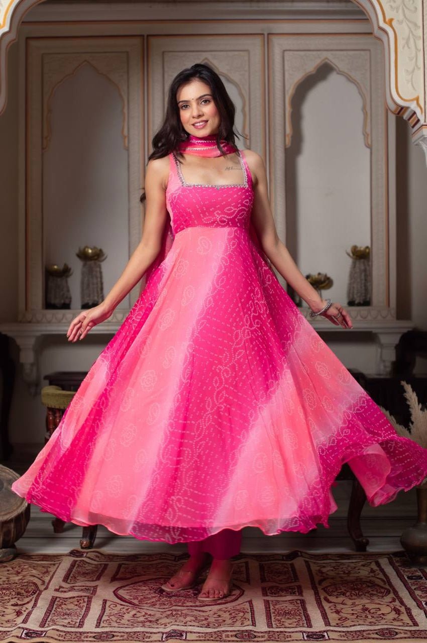 Pink Multi-Shade Anarkali Suit Set Pink Multi-Shade Anarkali Suit Set