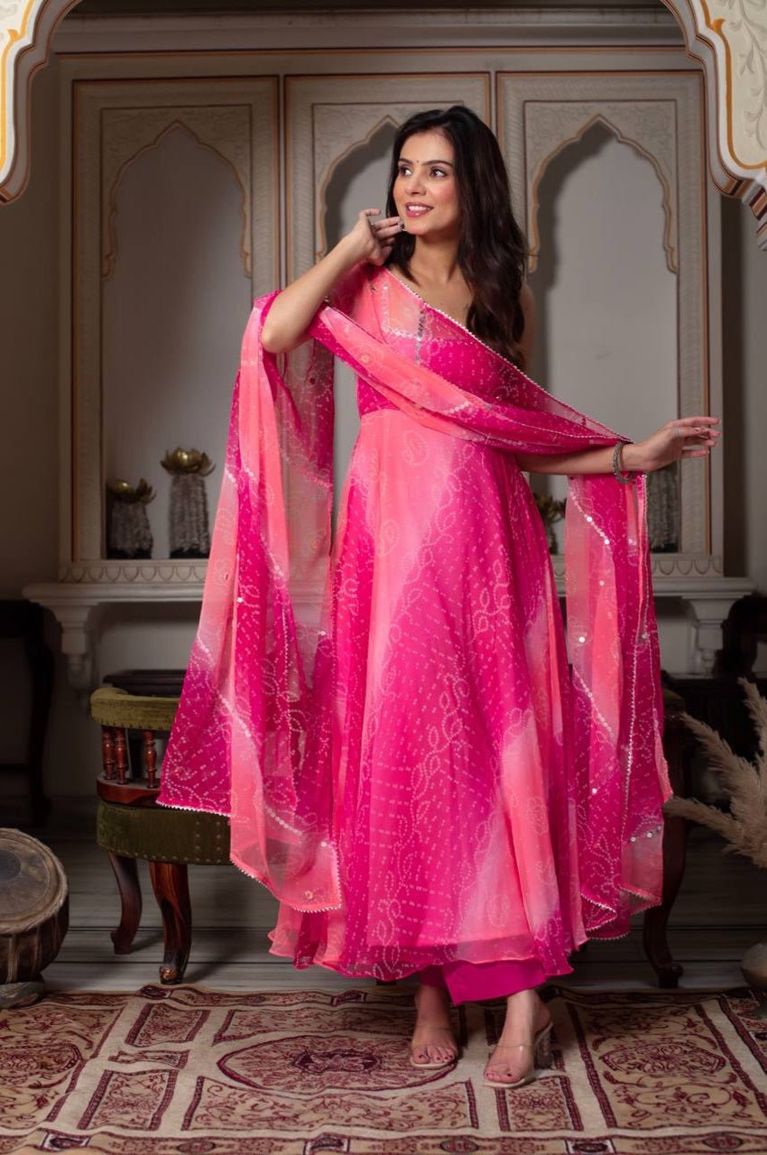 Pink Multi-Shade Anarkali Suit Set Pink Multi-Shade Anarkali Suit Set