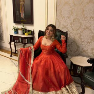Rust Orange Gotta Work Anarkali Suit Set