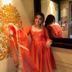 Rust Orange Gotta Work Anarkali Suit Set