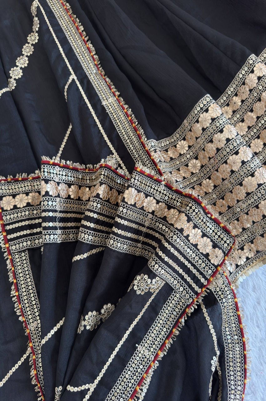 Black Color Gotta Work Anarkali Suit Black Color Gotta Work Anarkali Suit
