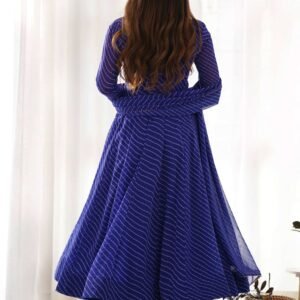 Rich Royal Blue Laheriya Print Georgette Anarkali Suit with Dupatta