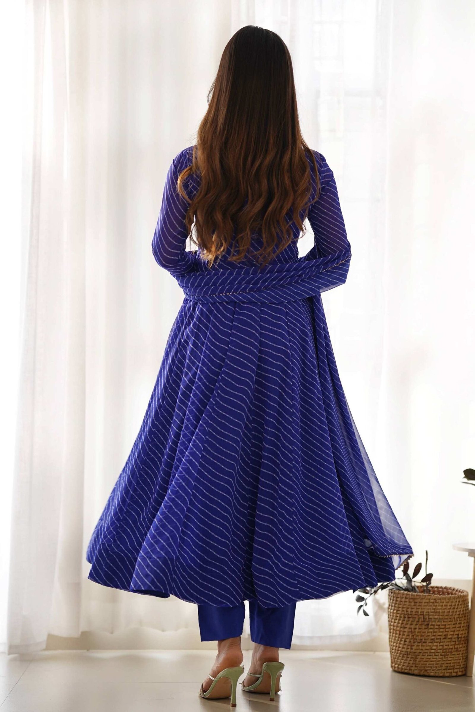 Rich Royal Blue Laheriya Print Georgette Anarkali Suit with Dupatta Rich Royal Blue Laheriya Print Georgette Anarkali Suit with Dupatta