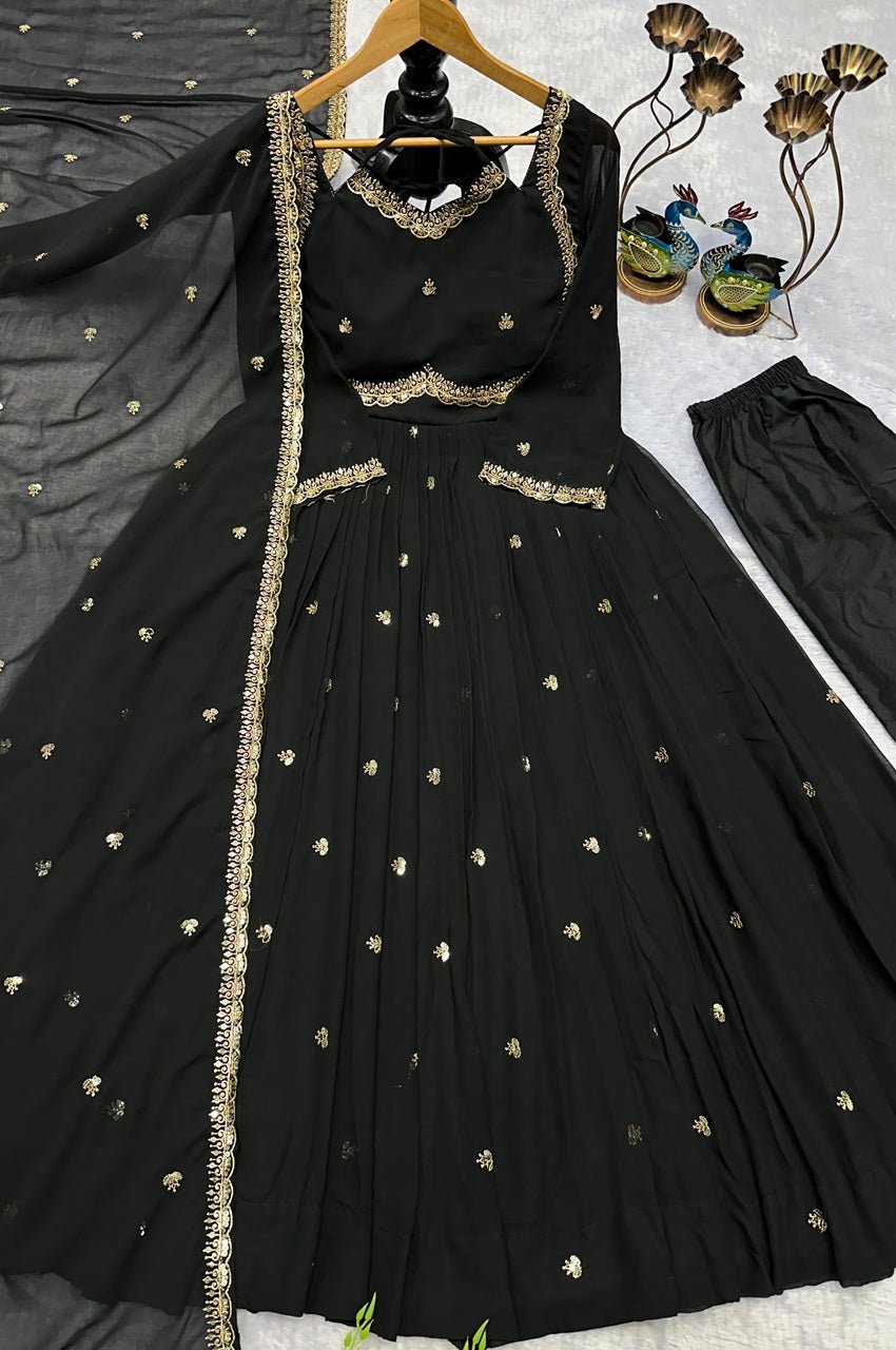 Black Georgette Anarkali Suit Set Black Georgette Anarkali Suit Set