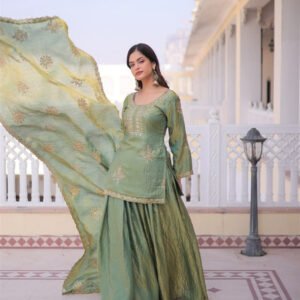 Misty Green Fendi Crush Sharara Set