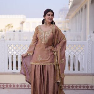 Pastel Chocolate Fendi Crush Sharara Set